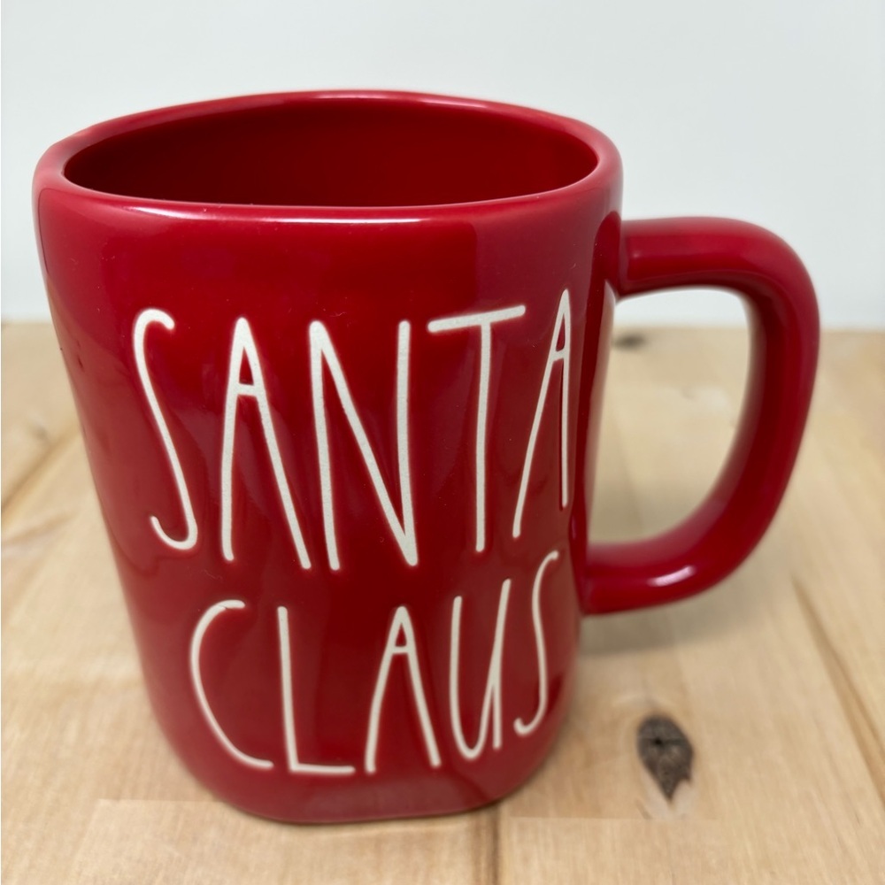 Rae Dunn SANTA CLAUS Mug Red Ceramic with White Lettering New